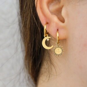 Alternative view of Bothemians Sun and Moon Hoops Earrings