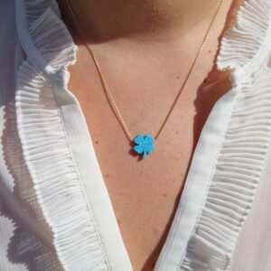 Bothemians Opal Blue Clover Necklace